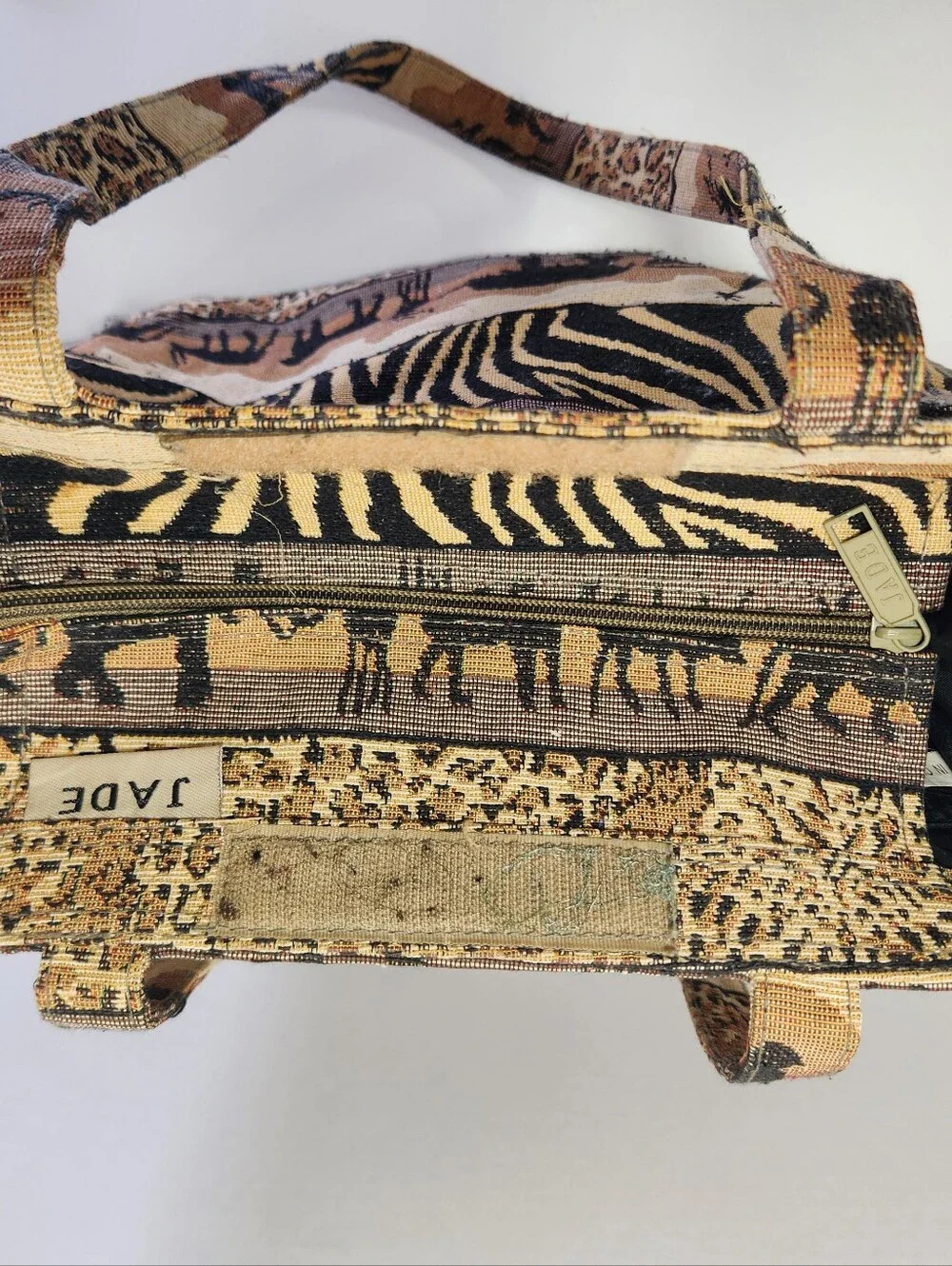 Jade Safari Animal Print Tapestry Zip Purse Tote Bag w/ Coin Purse Pockets